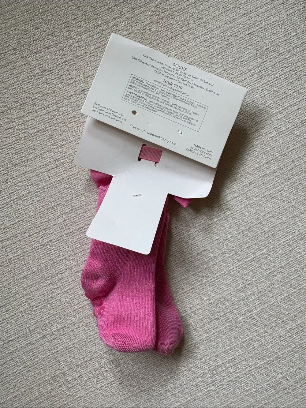 Milkberry Girls' Hot Pink Bow Clip & Socks Set